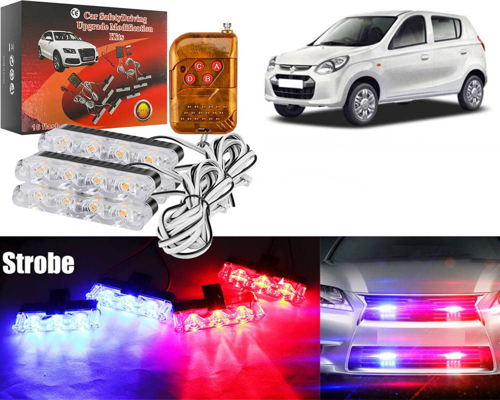 Car Grill Red & Blue LED DRL Police Flasher Emergency Warning Strobe Light For Alto 800     			Car Grill Red & Blue LED DRL Police Flasher Emergency Warning Strobe Light For Alto 800