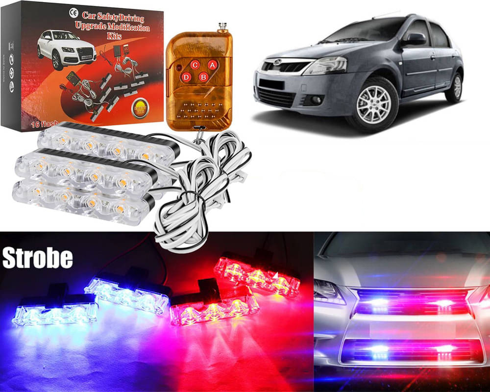     			Car Grill Red & Blue LED DRL Police Flasher Emergency Warning Strobe Light For Verito