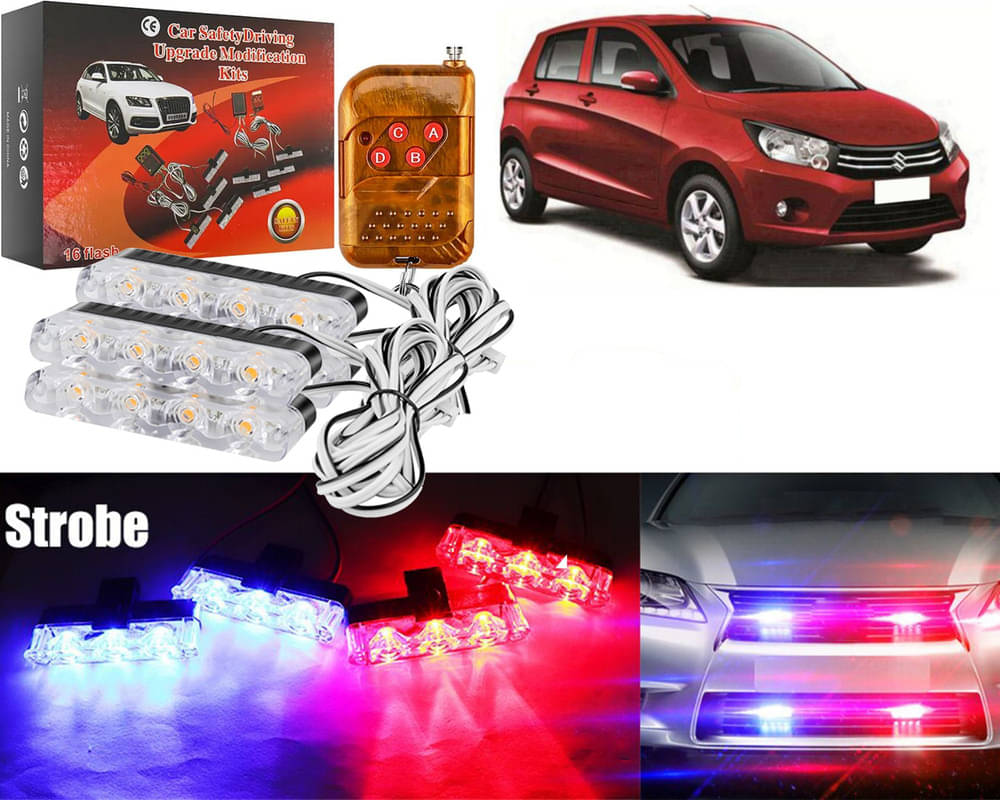     			Car Grill Red & Blue LED DRL Police Flasher Emergency Warning Strobe Light For Celerio