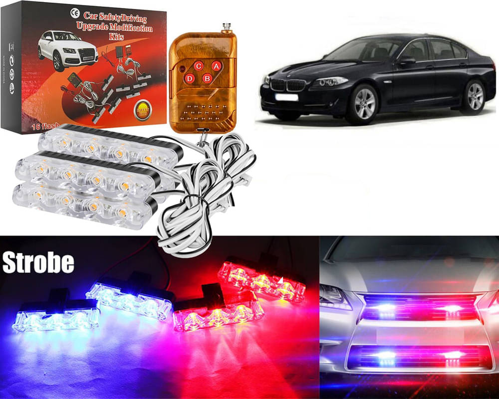     			Car Grill Red & Blue LED DRL Police Flasher Emergency Warning Strobe Light For 520i