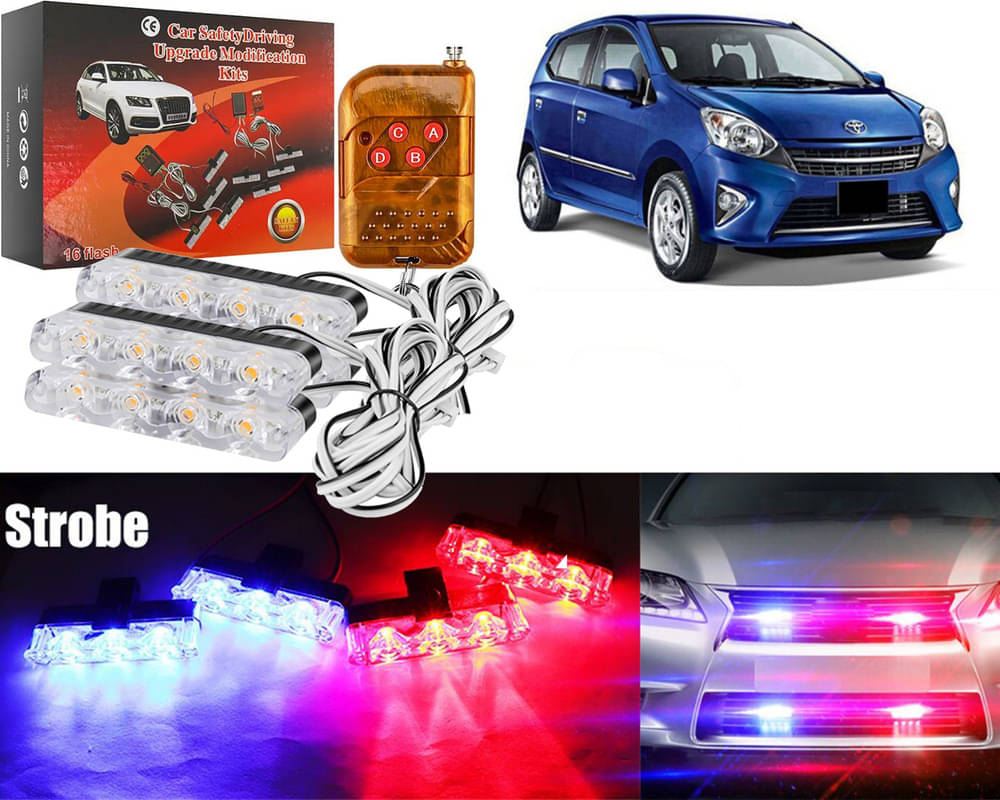 Car Grill Red & Blue LED DRL Police Flasher Emergency Warning Strobe Light For Wego     			Car Grill Red & Blue LED DRL Police Flasher Emergency Warning Strobe Light For Wego