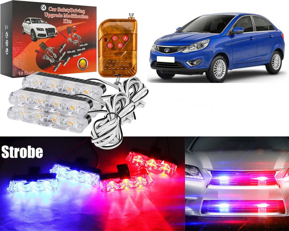     			Car Grill Red & Blue LED DRL Police Flasher Emergency Warning Strobe Light For Zest