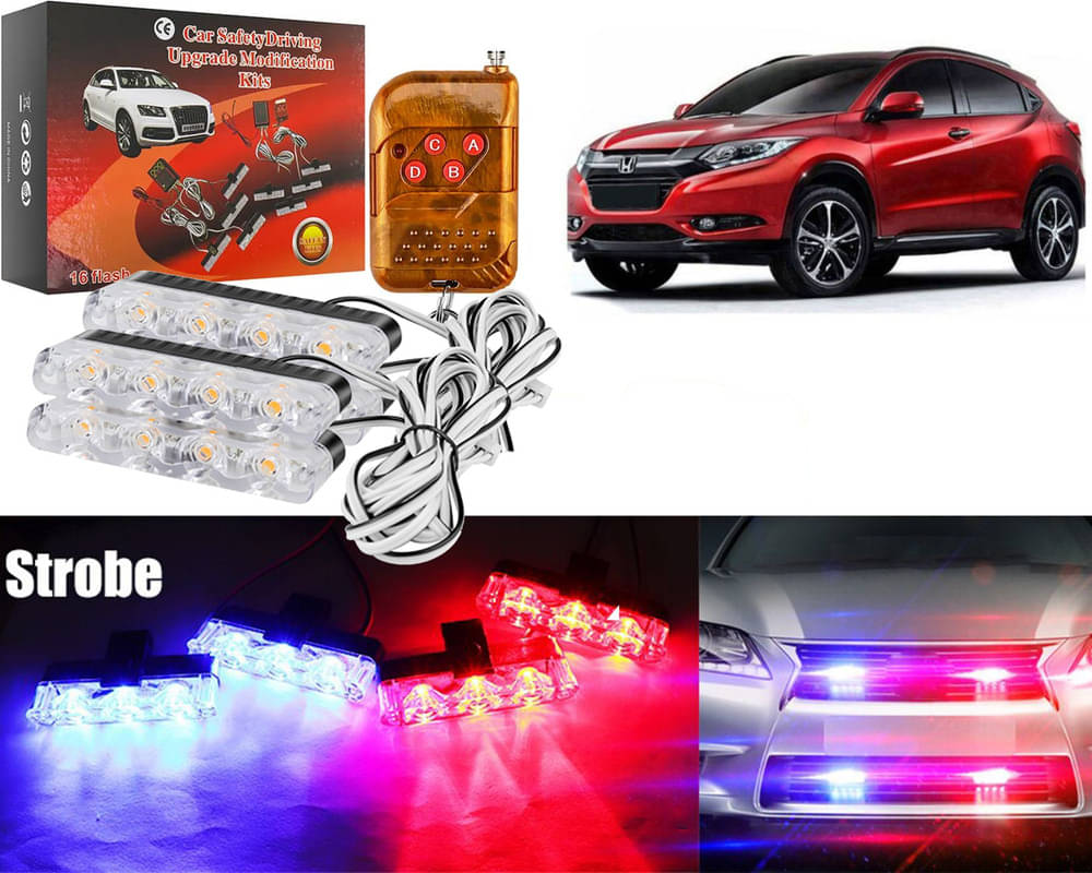 Car Grill Red & Blue LED DRL Police Flasher Emergency Warning Strobe Light For BRV Car Grill Red & Blue LED DRL Police Flasher Emergency Warning Strobe Light For BRV