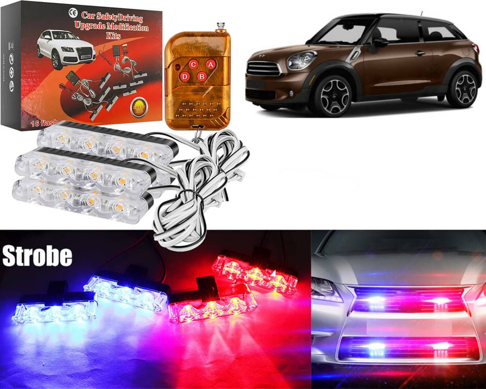 Car Grill Red & Blue LED DRL Police Flasher Emergency Warning Strobe Light For Paceman Car Grill Red & Blue LED DRL Police Flasher Emergency Warning Strobe Light For Paceman