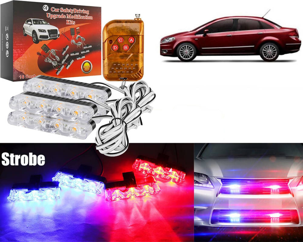Car Grill Red & Blue LED DRL Police Flasher Emergency Warning Strobe Light For Linea Car Grill Red & Blue LED DRL Police Flasher Emergency Warning Strobe Light For Linea