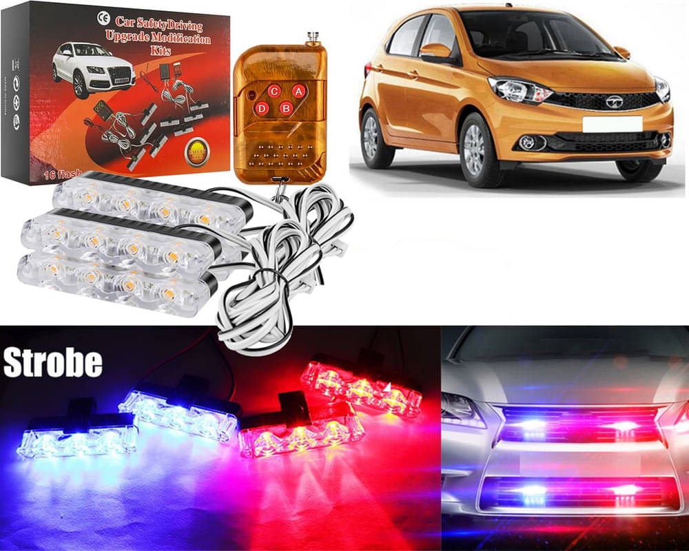 Car Grill Red & Blue LED DRL Police Flasher Emergency Warning Strobe Light For Tiago Car Grill Red & Blue LED DRL Police Flasher Emergency Warning Strobe Light For Tiago
