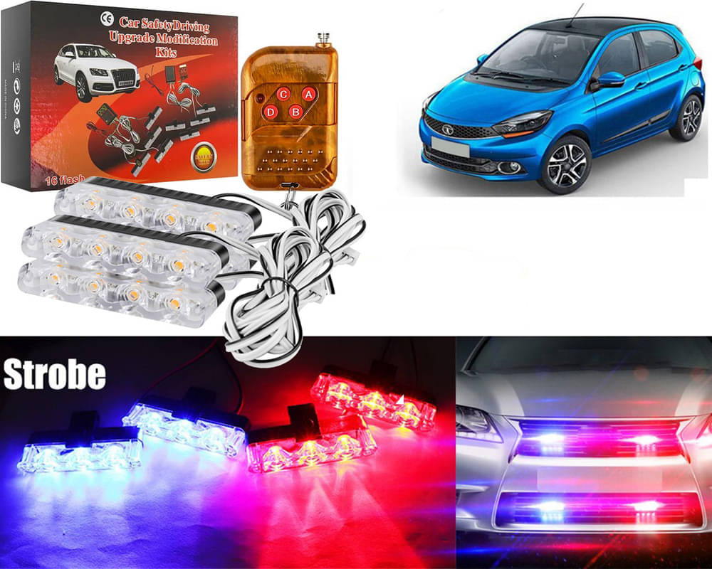 Car Grill Red & Blue LED DRL Police Flasher Emergency Warning Strobe Light For Tiago 2019 Car Grill Red & Blue LED DRL Police Flasher Emergency Warning Strobe Light For Tiago 2019