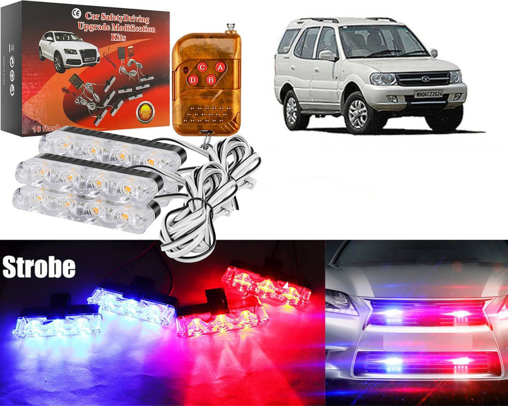 Car Grill Red & Blue LED DRL Police Flasher Emergency Warning Strobe Light For Safari Storme Car Grill Red & Blue LED DRL Police Flasher Emergency Warning Strobe Light For Safari Storme