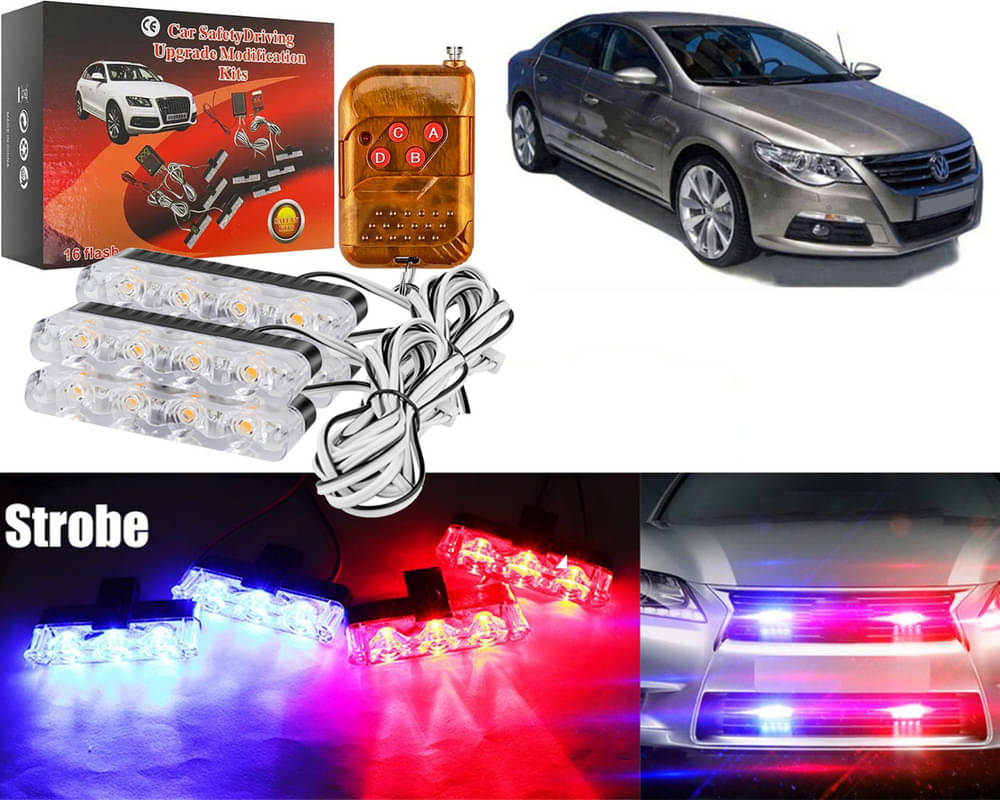 Car Grill Red & Blue LED DRL Police Flasher Emergency Warning Strobe Light For Passat Car Grill Red & Blue LED DRL Police Flasher Emergency Warning Strobe Light For Passat