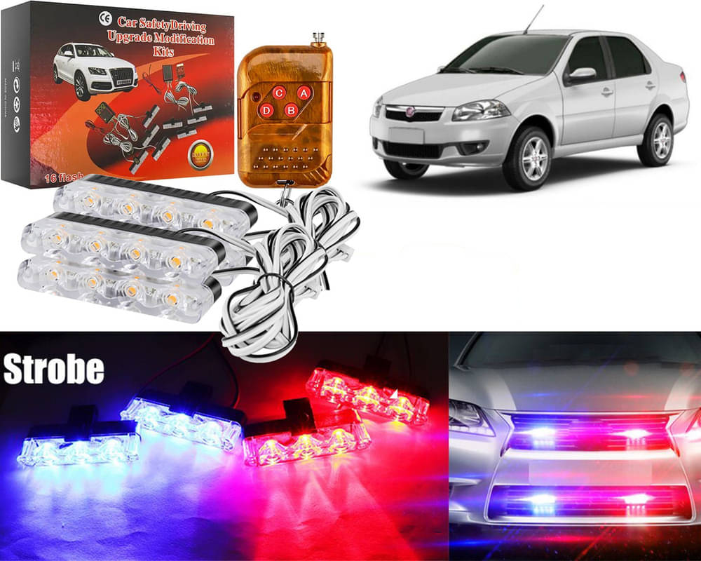     			Car Grill Red & Blue LED DRL Police Flasher Emergency Warning Strobe Light For Siena