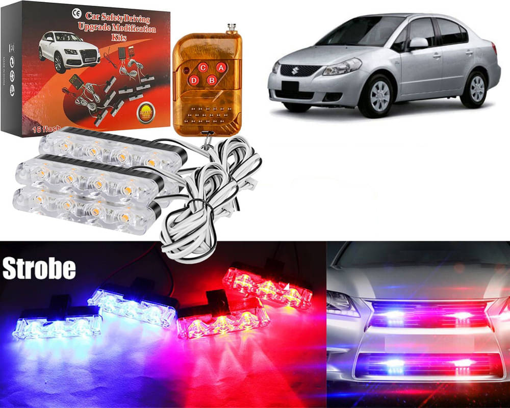 Car Grill Red & Blue LED DRL Police Flasher Emergency Warning Strobe Light For SX4 Car Grill Red & Blue LED DRL Police Flasher Emergency Warning Strobe Light For SX4