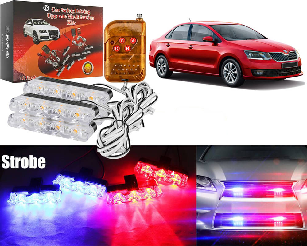     			Car Grill Red & Blue LED DRL Police Flasher Emergency Warning Strobe Light For Rapid TSI