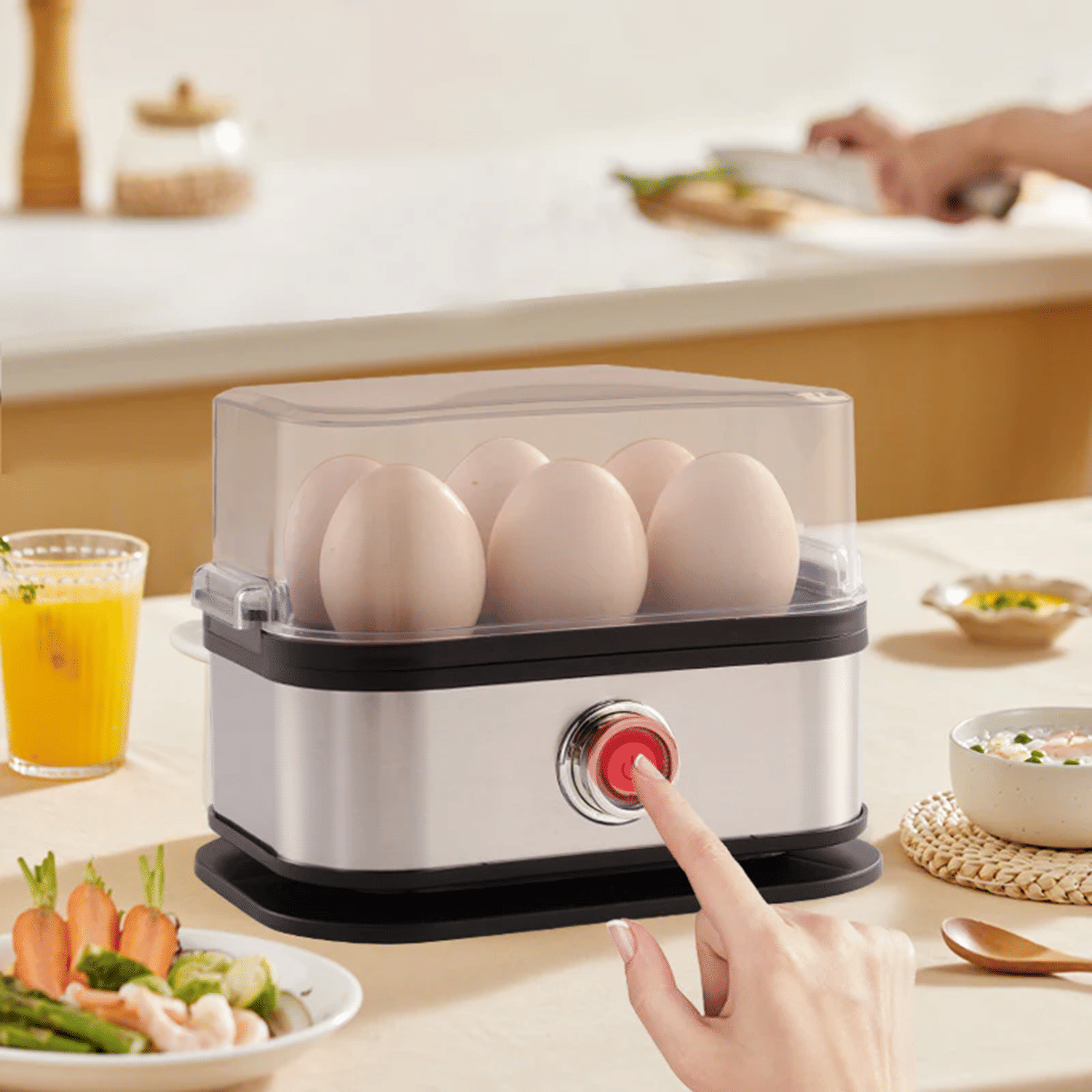     			Shopeleven Smart Instant Electric Egg Boiler | Automatic Power Off | Egg Cooker Steamer for Boiling Up to 6 Eggs | 3 Boiling Modes