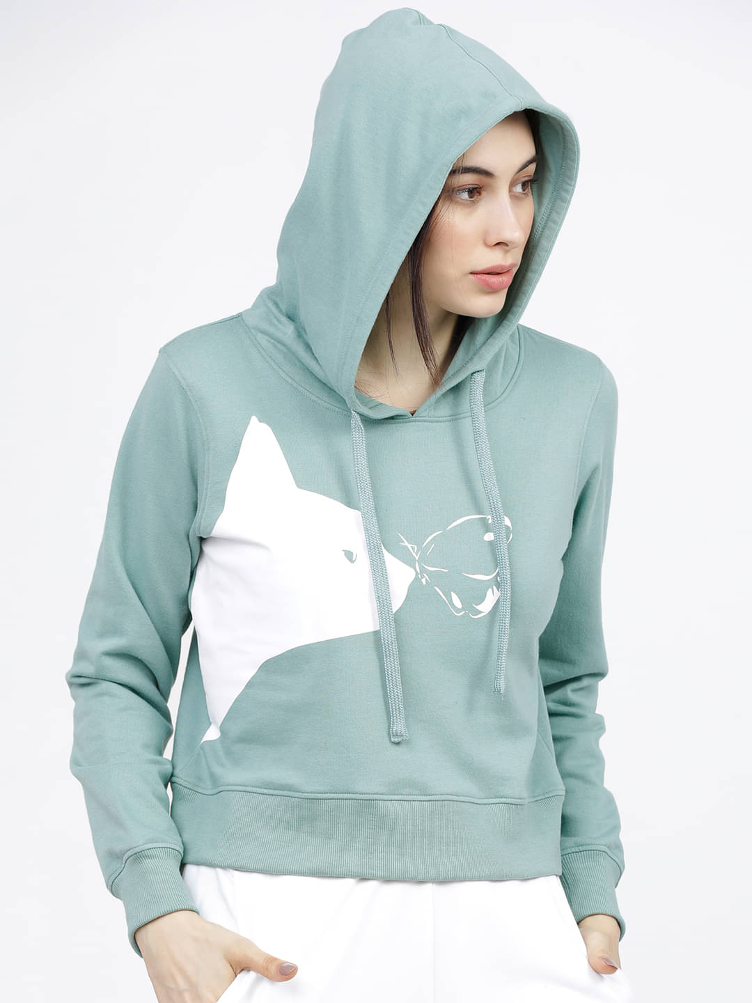 Tokyo Talkies Women Cotton Blend Sweatshirt ( Multicolor ) Tokyo Talkies Women Cotton Blend Sweatshirt ( Multicolor )