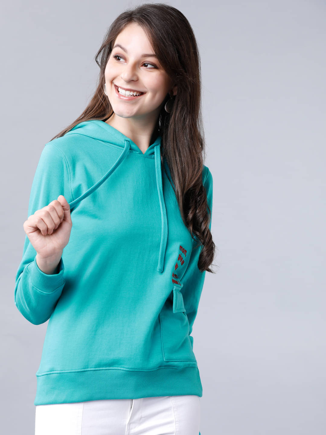     			Tokyo Talkies Cotton Blend Women's Hooded Sweatshirt ( Green )