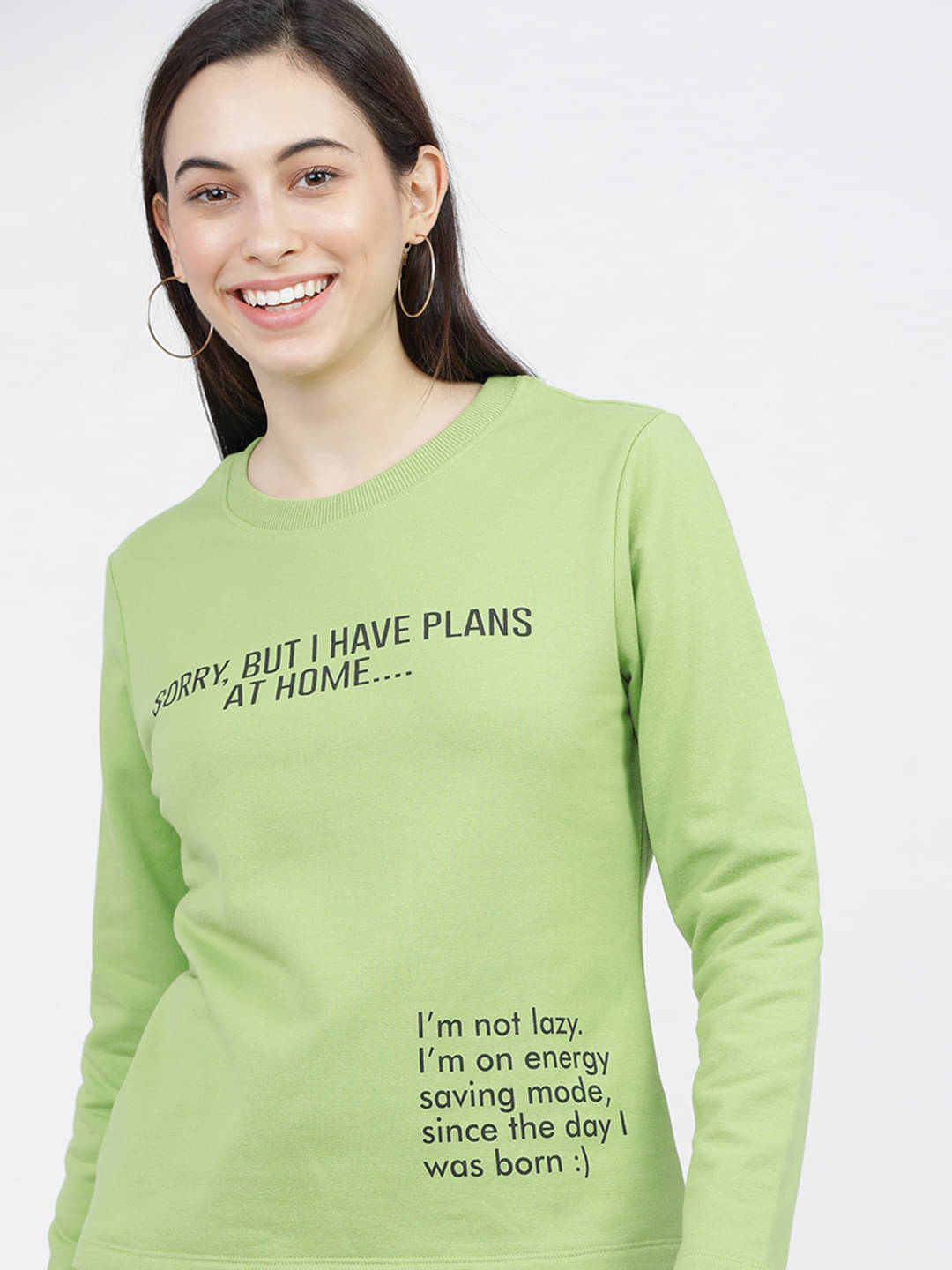 Tokyo Talkies Cotton Blend Women's Hooded Sweatshirt ( Green ) Tokyo Talkies Cotton Blend Women's Hooded Sweatshirt ( Green )