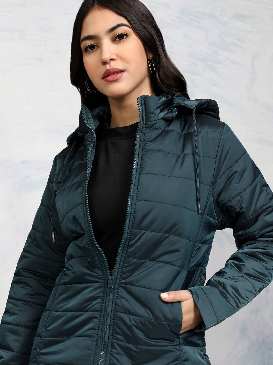 Tokyo Talkies - Polyester Blend Blue Quilted/Padded Jackets Tokyo Talkies - Polyester Blend Blue Quilted/Padded Jackets