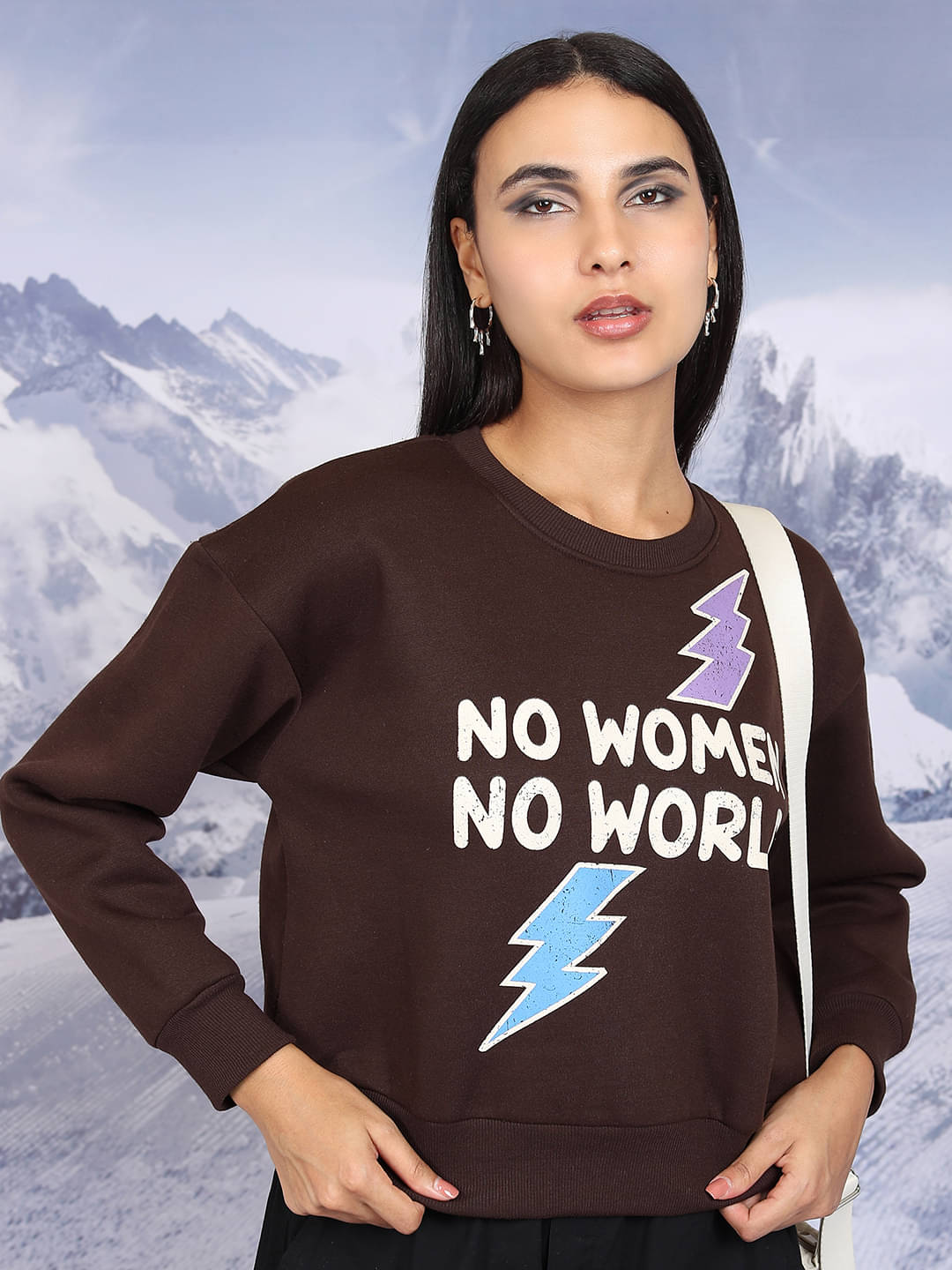     			Tokyo Talkies Polyester Women's Non Hooded Sweatshirt ( Brown )