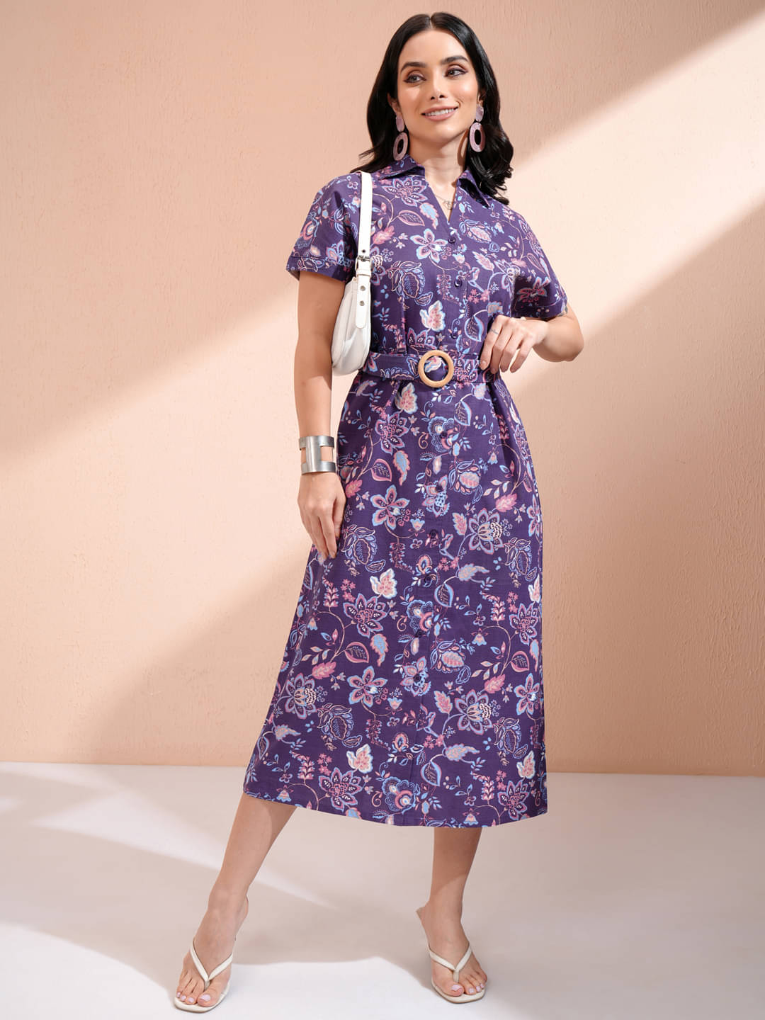 Tokyo Talkies Women Cotton Blend Printed Shirt Dress ( Multicolor ) Tokyo Talkies Women Cotton Blend Printed Shirt Dress ( Multicolor )