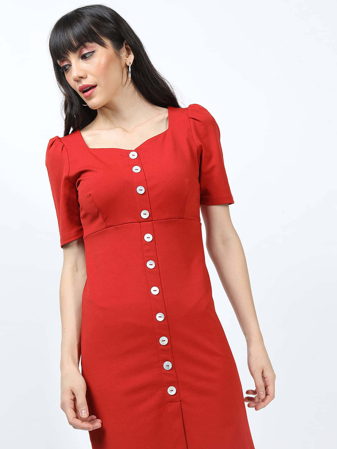     			Tokyo Talkies Women Polyester Blend Solid A-line Dress ( Orange )