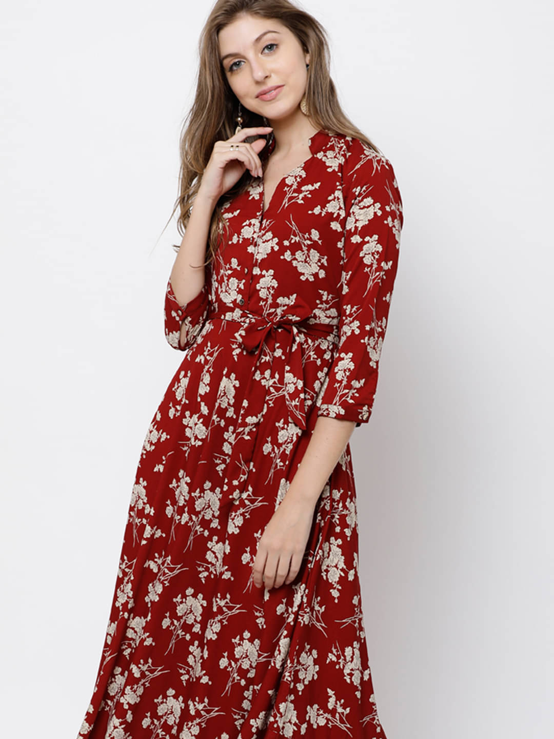 Tokyo Talkies Women Polyester Printed Maxi ( Rust ) Tokyo Talkies Women Polyester Printed Maxi ( Rust )
