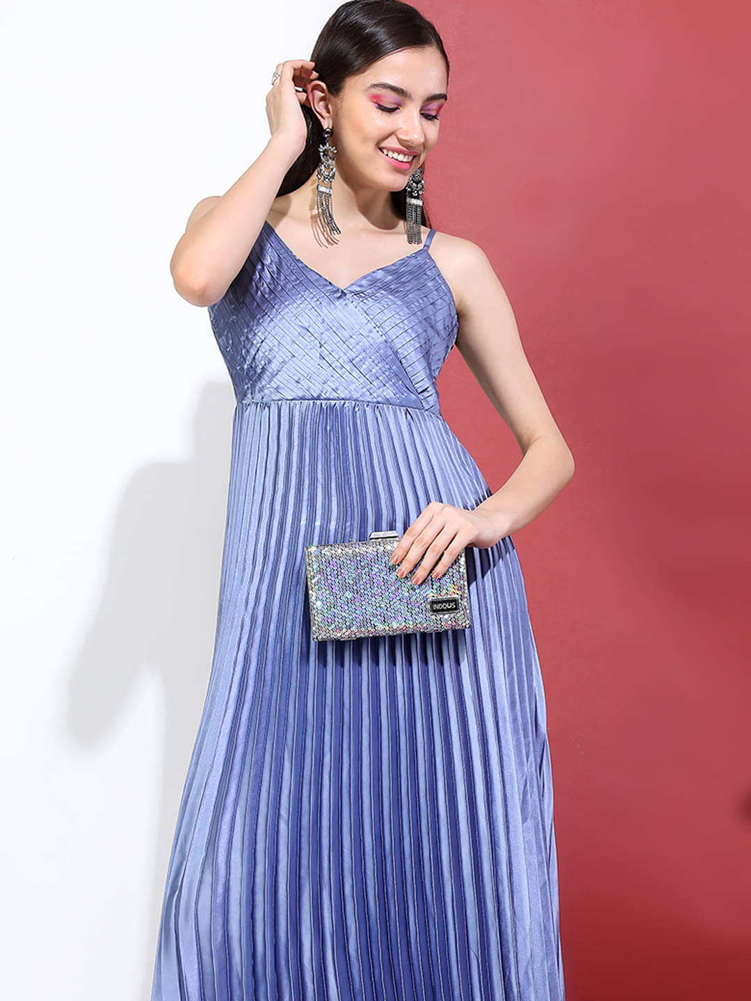     			Tokyo Talkies Women Polyester Solid Maxi ( Blue )