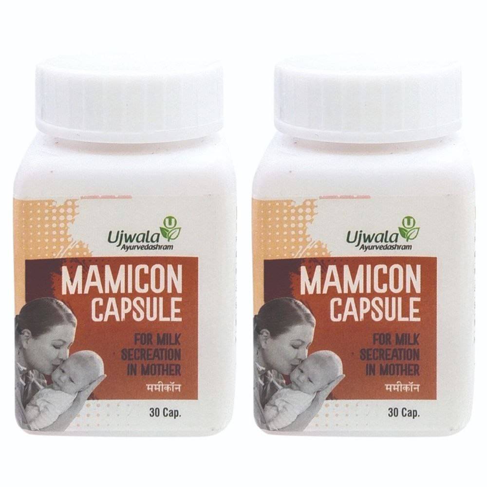     			Ujwala Ayurvedashram Mamicon Capsule, For Milk Secretion In Mother, Reduce Breast engorgement (Pack of 2, 60 Capsules)