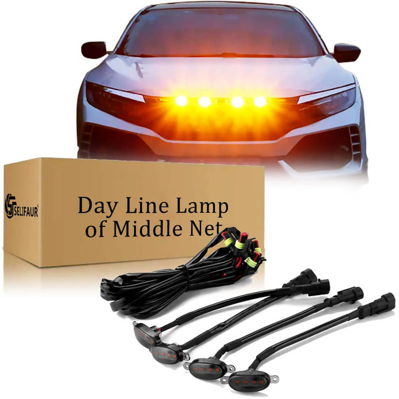 Universal 4x4 Daytime Running Light Led Car Grill Raptor Style Emergency Warning Off-Roading Light for All Car/Truck/SUV (Yellow) (Set of 4 Pcs) Universal 4x4 Daytime Running Light Led Car Grill Raptor Style Emergency Warning Off-Roading Light for All Car/Truck/SUV (Yellow) (Set of 4 Pcs)