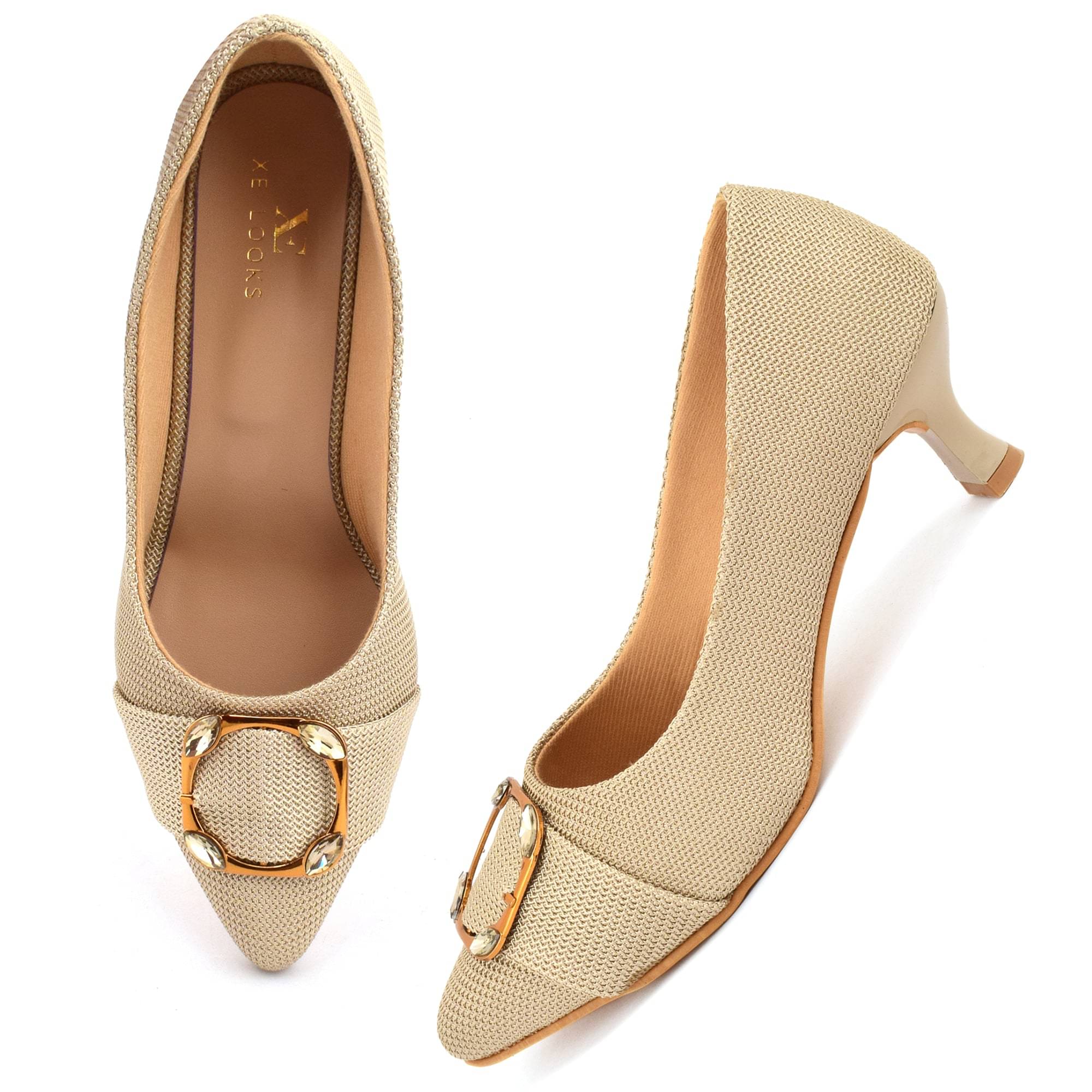 XE Looks Beige Women's Slip On Heels XE Looks Beige Women's Slip On Heels