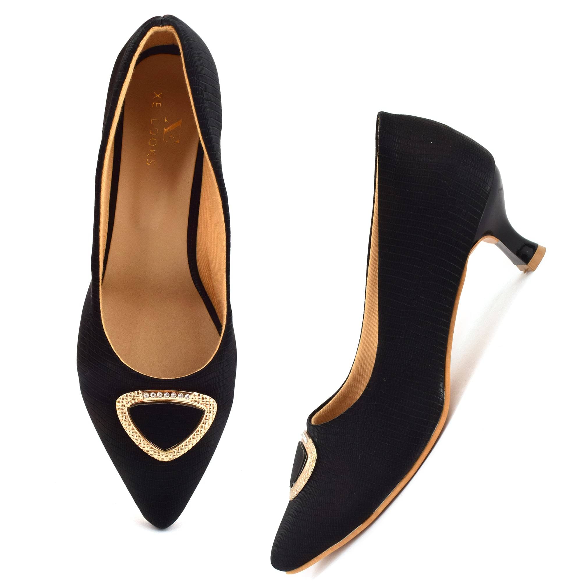     			XE Looks Black Women's Slip On Heels