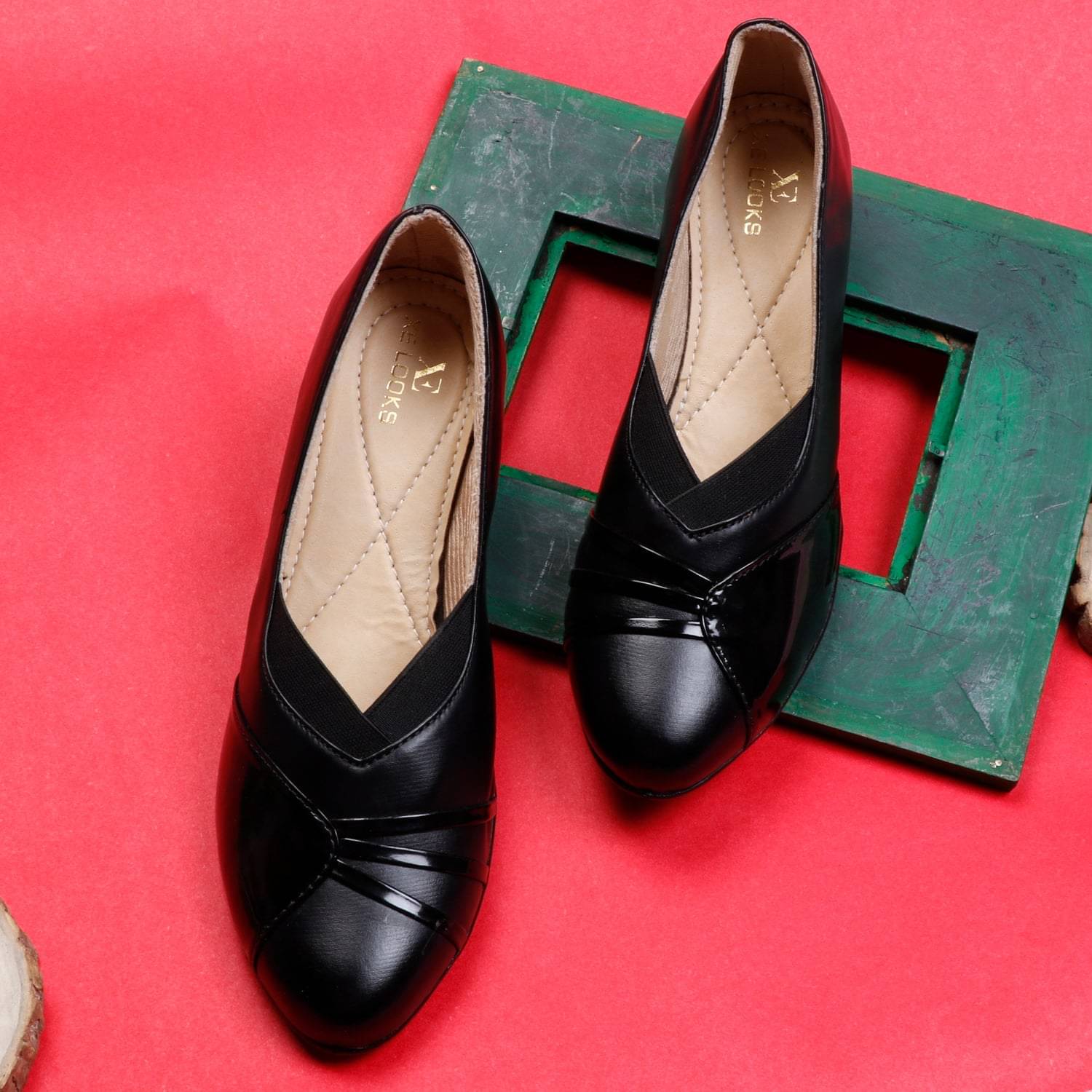     			XE Looks Black Women's Slip On Heels