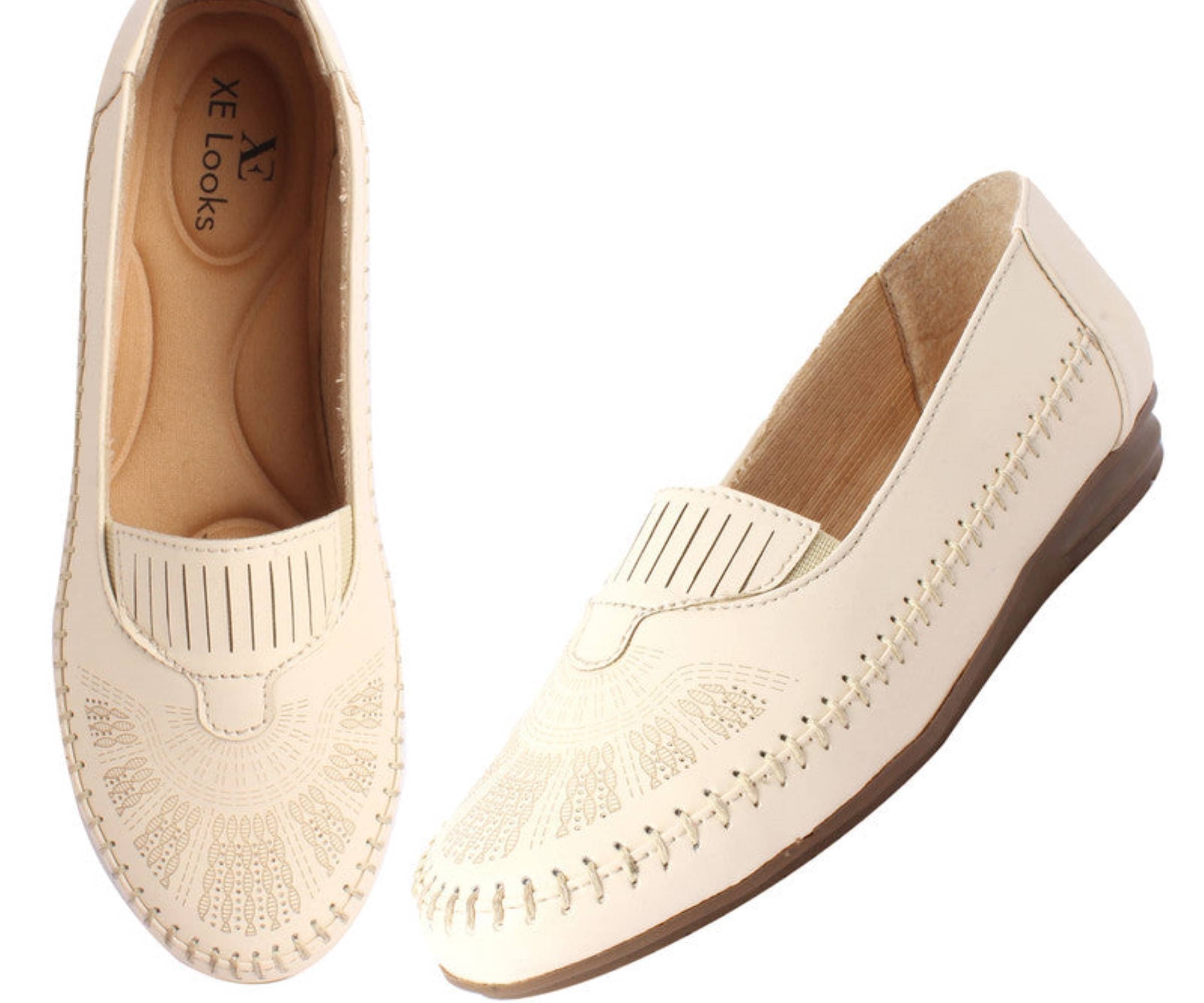 XE Looks Cream Women's Slip On Heels     			XE Looks Cream Women's Slip On Heels