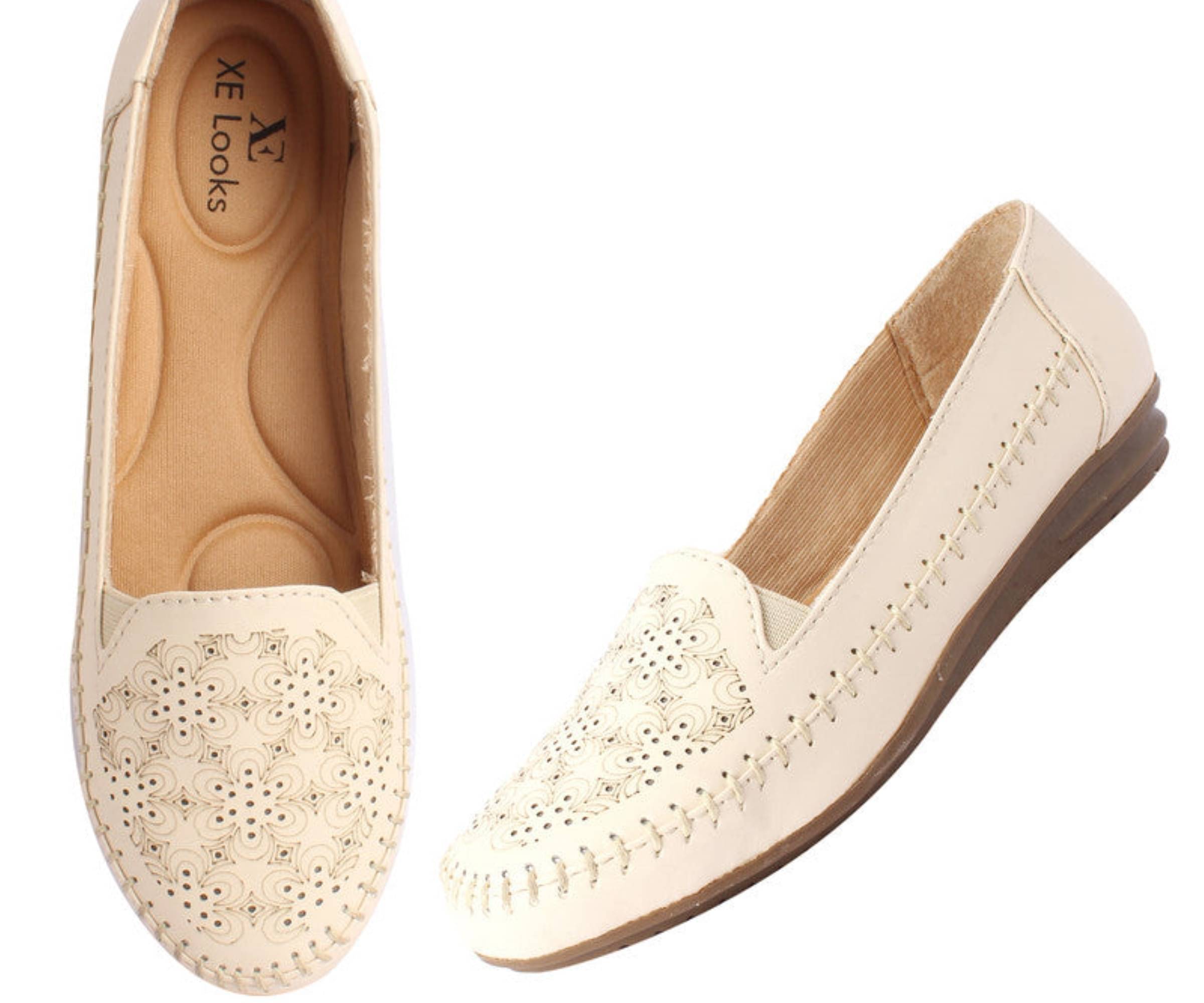XE Looks Cream Women's Slip On Heels     			XE Looks Cream Women's Slip On Heels