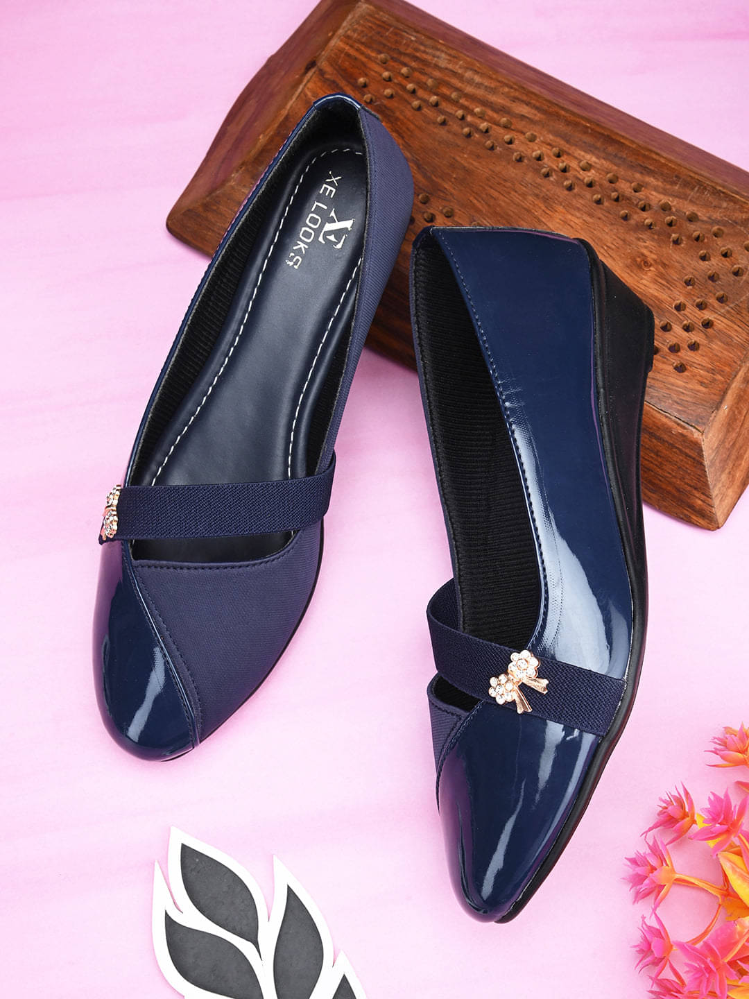XE Looks Navy Women's Slip On Heels XE Looks Navy Women's Slip On Heels