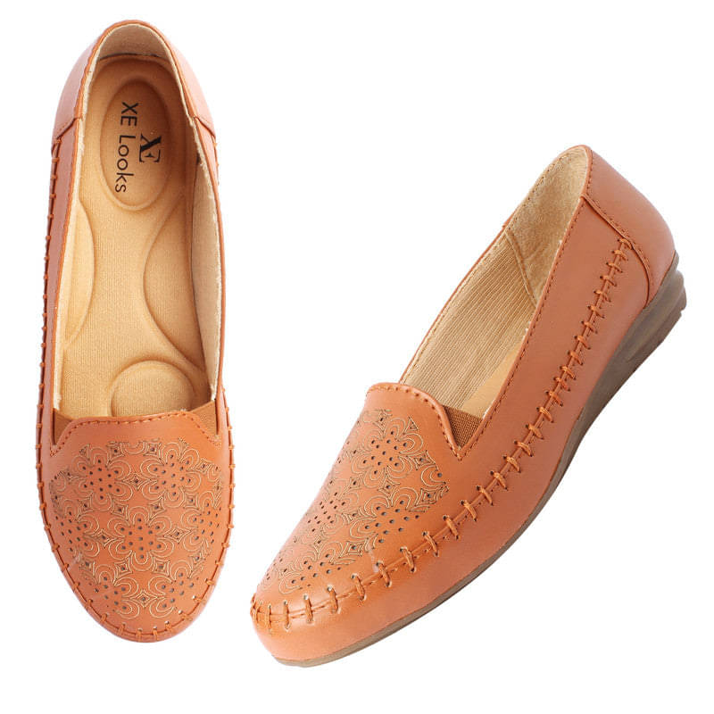     			XE Looks Tan Women's Slip On Heels