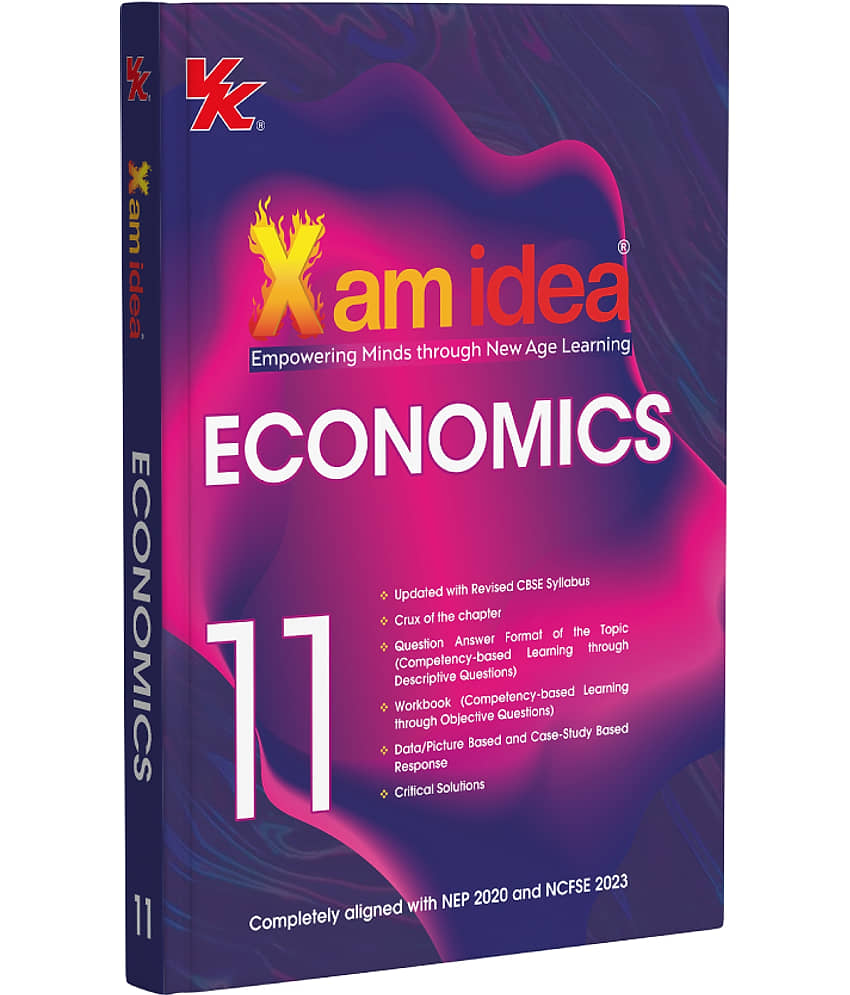 Xam idea Class 11 Economics (2025-26) | Latest CBSE Syllabus | Chapter Summary | Objective Workbook | Case Study & Data-Based Qs | Step-by-Step Solutions | Critical solutions - Stationery | Buy online on ZillyBuy