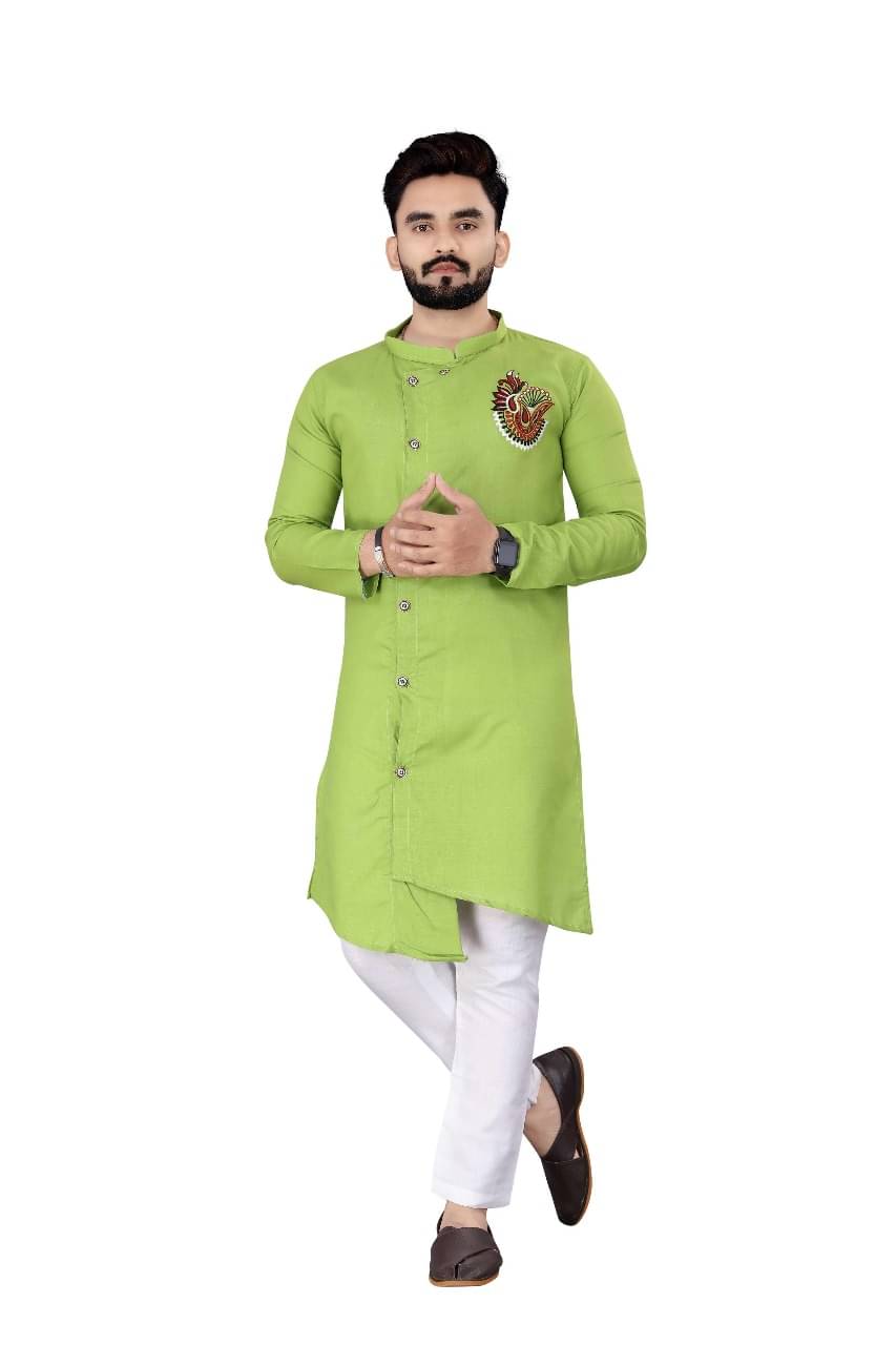     			AMAR VSTRA Green Cotton Blend Regular Fit Men's Kurta Pyjama Set ( Pack of 1 )