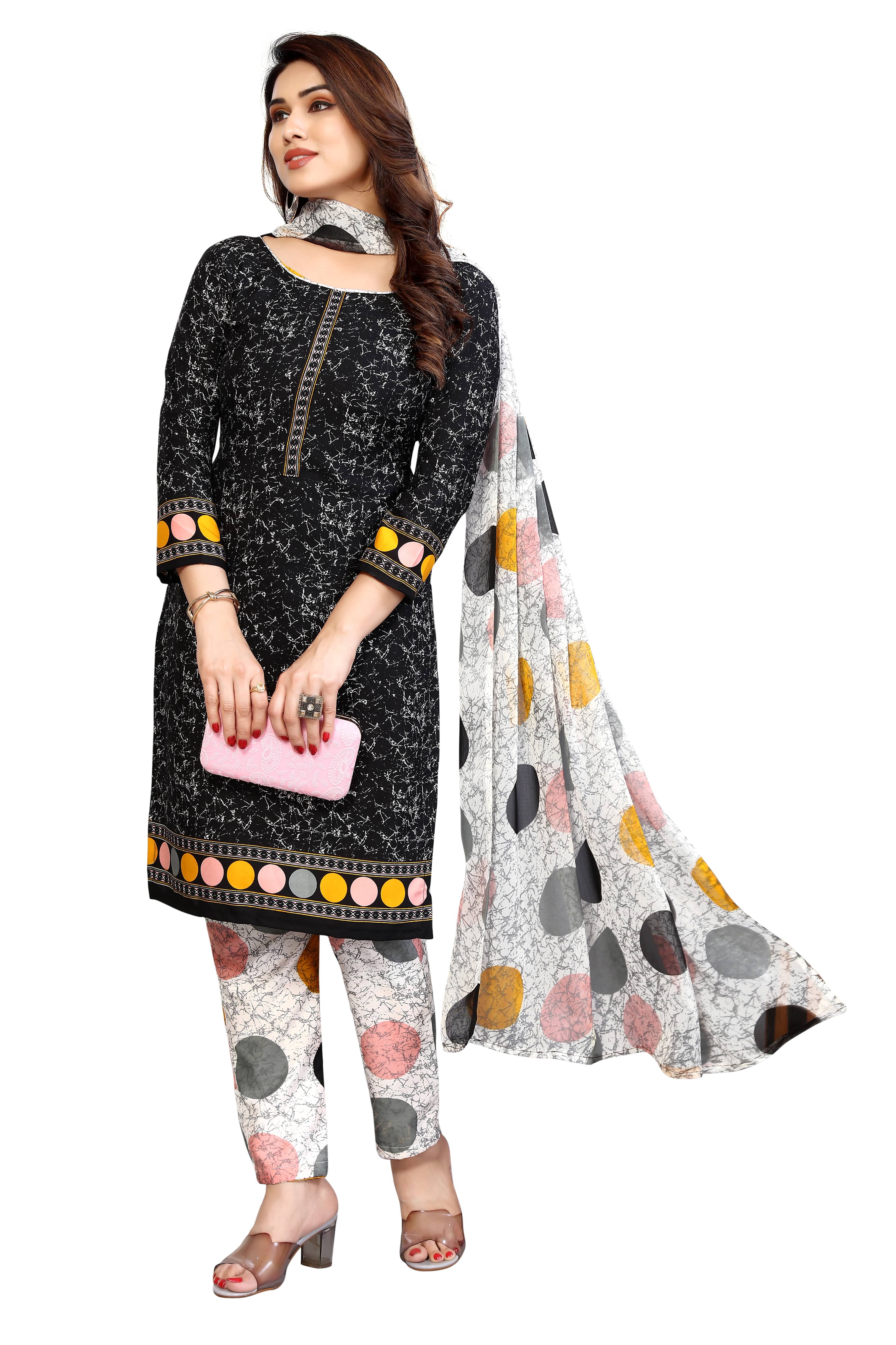 ANAND SAREES Women Crepe Unstitched Dress Material ( Black ) ANAND SAREES Women Crepe Unstitched Dress Material ( Black )