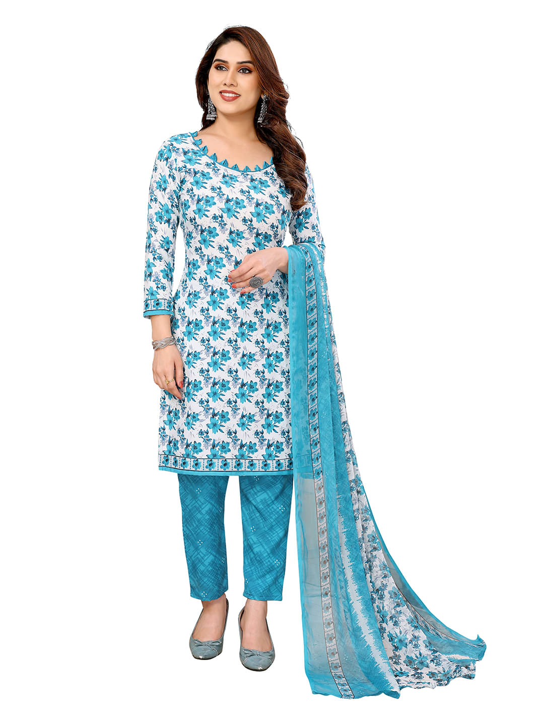 ANAND SAREES Women Crepe Unstitched Dress Material ( white ) ANAND SAREES Women Crepe Unstitched Dress Material ( white )