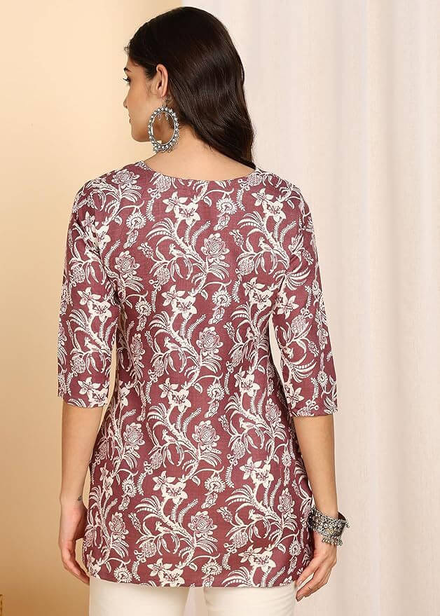 Annaya Women Viscose Rayon Printed Straight Kurti ( Brown ) Annaya Women Viscose Rayon Printed Straight Kurti ( Brown )