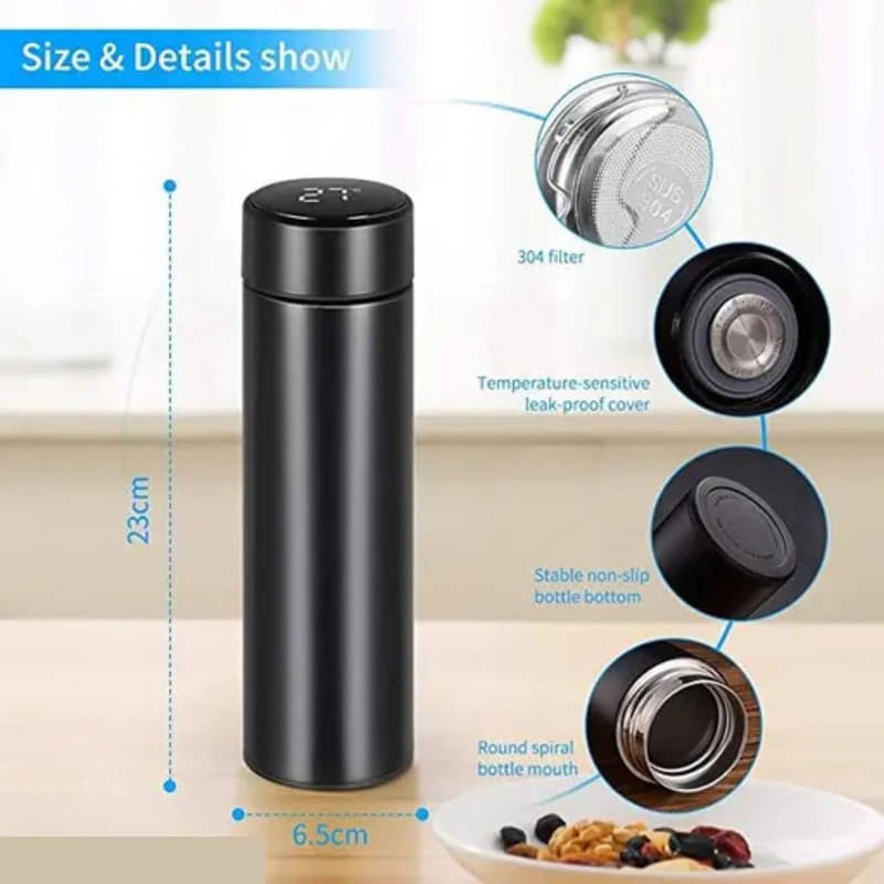     			BLUST & FAMME Black Steel Water Bottle 400 mL ( Set of 1 )
