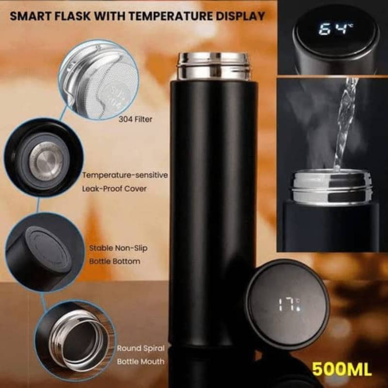     			BLUST & FAMME Black Steel Water Bottle 400 mL ( Set of 1 )