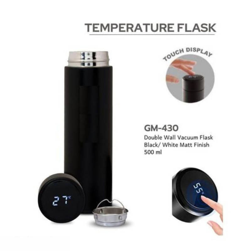     			BLUST & FAMME Black Steel Water Bottle 400 mL ( Set of 1 )