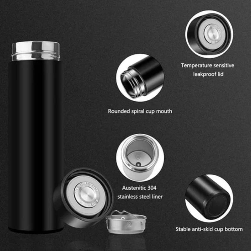     			BLUST & FAMME Black Steel Water Bottle 400 mL ( Set of 1 )