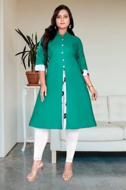     			BONISTA FASHION FOR ALL Women Cotton Flex Solid A-line Kurti ( Dark Green )