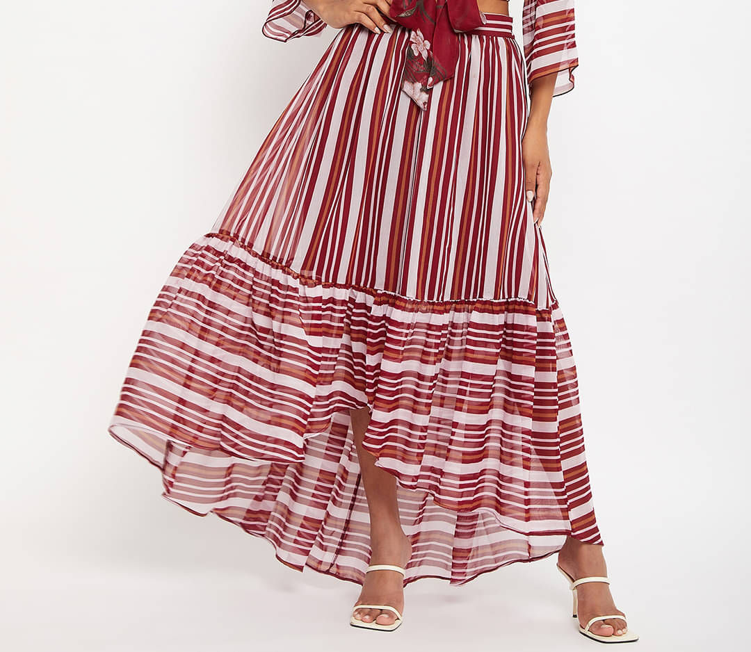     			Bitterlime Maroon Georgette Women's A-Line Skirt ( Pack of 1 )