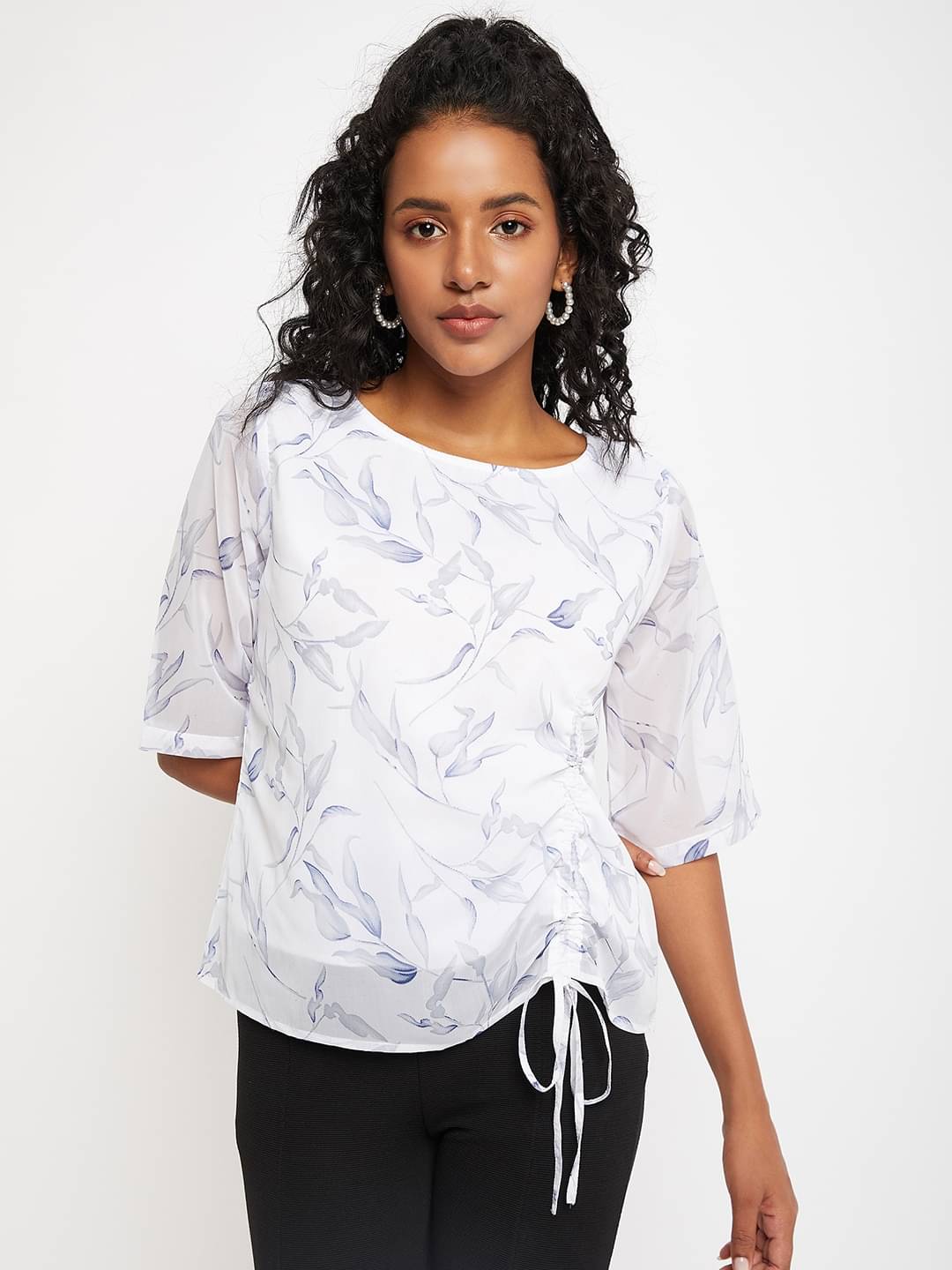Bitterlime Women's Polyester Regular Top ( White ) Bitterlime Women's Polyester Regular Top ( White )