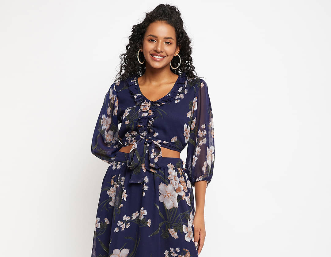 Bitterlime Women's Polyester Regular Top ( Navy Blue ) Bitterlime Women's Polyester Regular Top ( Navy Blue )