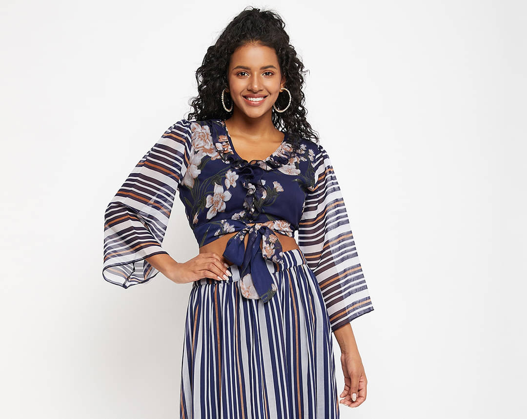     			Bitterlime Women's Polyester Regular Top ( Navy Blue )