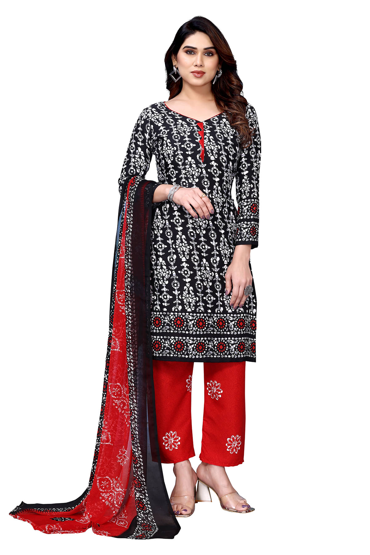     			Kashvi Sarees Women Crepe Unstitched Dress Material ( Black )